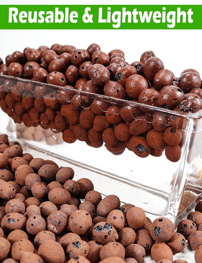 TOYPOPOR Leca Clay Pebbles for Plants, (10 Quarts) Leca Balls, Lightweight Clay Ball, Potting Mix Grow Media Used for Drainage, Decoration, Aquaponics, Hydroponics and Other Gardening Essentials