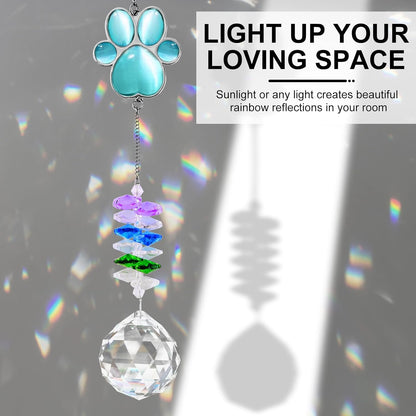 Pet Memorial Suncatcher, Dog Memorial Sympathy Gift for Loss of Dog, 17 Inch Bereavement Ornament Paw Crystal Suncatcher Thoughtful Remembrance Cats Gifts