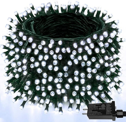 Upgraded Super Long 264FT 800 LED Christmas String Lights Outdoor & Indoor, Memory Function & Timer & 8 Modes, Green Wire Waterproof String Lights for Xmas Tree Holiday Party Garden Decor (Cool White)
