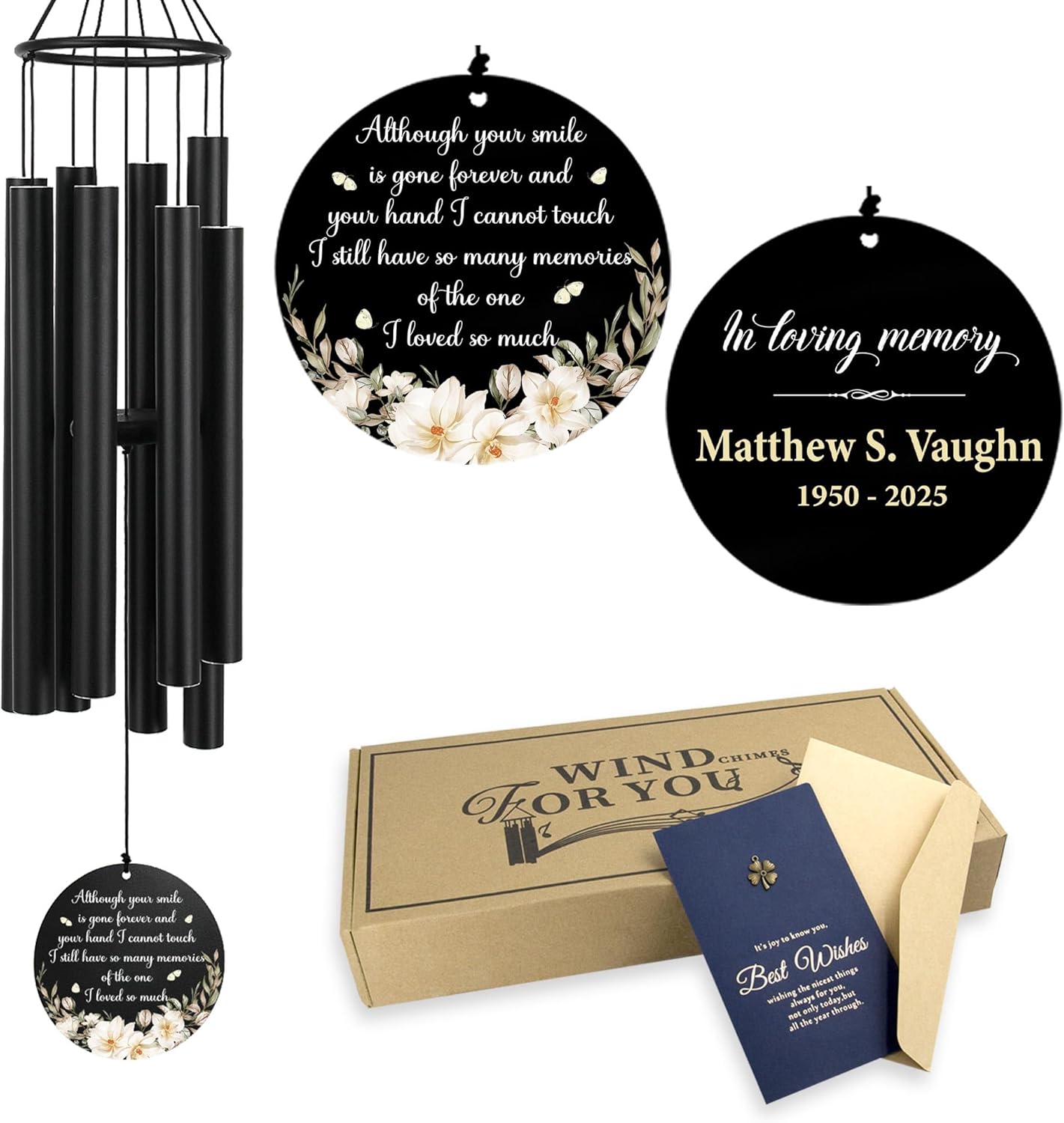 Personalized 36" Memorial Wind Chimes, Bereavement Gift to Honor a Loved One's Remembrance, Sympathy Gift for Loss of Mother Father Husband, for Outdoor Garden