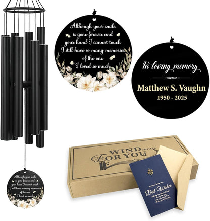 Personalized 36" Memorial Wind Chimes, Bereavement Gift to Honor a Loved One's Remembrance, Sympathy Gift for Loss of Mother Father Husband, for Outdoor Garden