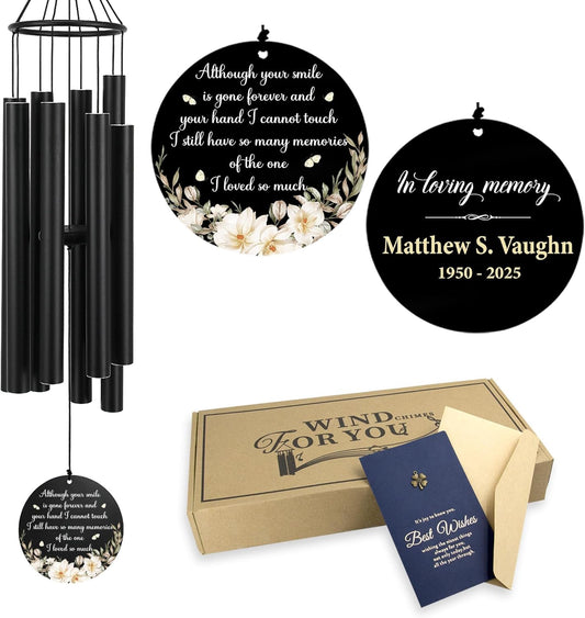 Personalized 36" Memorial Wind Chimes, Bereavement Gift to Honor a Loved One's Remembrance, Sympathy Gift for Loss of Mother Father Husband, for Outdoor Garden