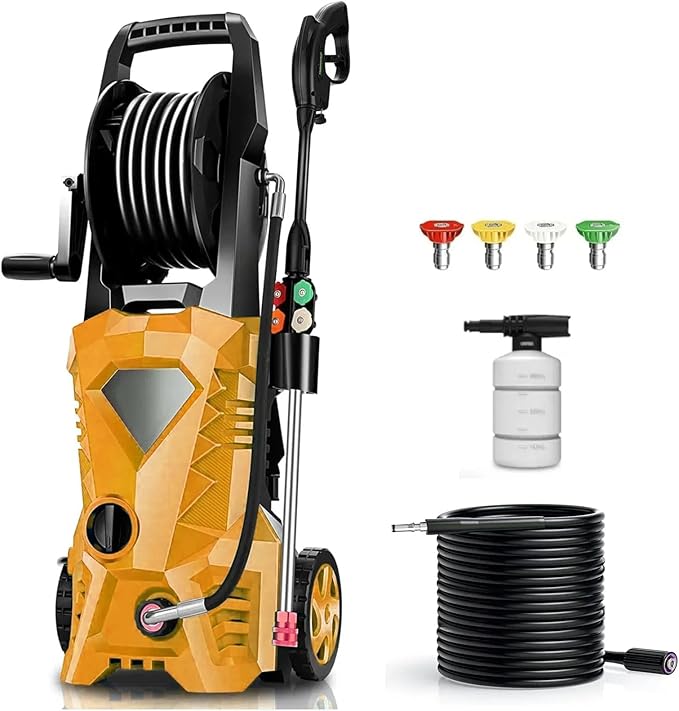5000PSI Pressure Cleaner 2025 2.8GPM High Power Cleaner with 4 Pressure Nozzle and Soap Bottle for Home, Car Washing, Fence Cleaning, Patio (Orange)
