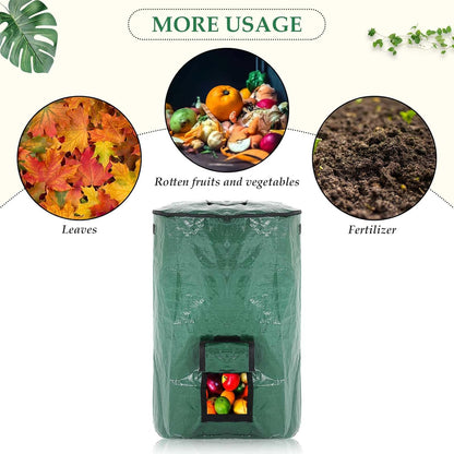 Berlune 4 Pack 132 Gallons Reusable Yard Waste Bag Garden Lawn Leaf Collector Bag Large Heavy Duty Collapsible Compost Bin with Lid and Handles for Outdoor Debris Leaves Grass Clippings