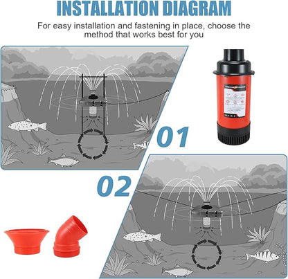 Goldlife Pond Fountain Aerator, F1-4 1HP 750W 110V PowerfuI Floating Pond Fountain Pump With 100 FT Power Cord, Outdoor Pond Aerating Fountains Cascade Pump for Small Large Ponds Lake Pond Jet System