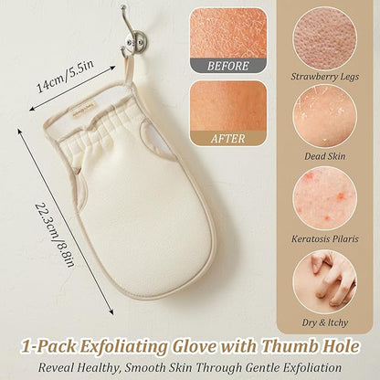 Exfoliating Glove, Korean Exfoliating Mitt with Thumb Holes, Upgraded Deep Exfoliatings Gloves, Body Shower Exfoliator Scrubber, Exfoliator Mitt for Dead Skin Removal, Keratosis Pilaris&Self-Tan Prep