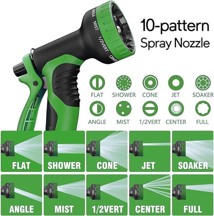 100 ft Expandable Garden Hose, 2025 New Ultra Lightweight Kink Free Flexible Water Hose 100ft, 10 Pattern Spray Nozzle, Leak-Proof Solid Brass Fittings, High-Density Outer Fabric & Durable Latex Core