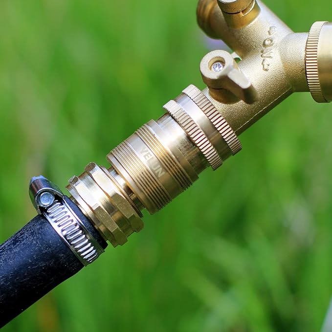 Garden Hose Quick Connect Solid Brass 3/4 inch GHT Internal Thread Quick Connector Fittings No-Leak Water Hose Female Quick Connector and Male product adapters (6 SETS)