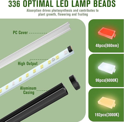 bedee LED Grow Light for Indoor Plants: 65 Inch Full Spectrum Plant Lights for Seed Starting with Timer and 10 Level Dimmable Standing Plant Growing Lamp for Greenhouse with Hanging Accessories