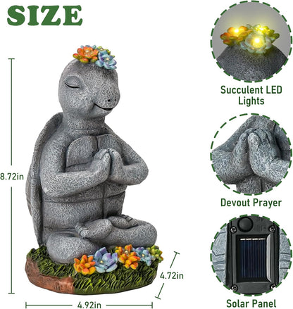 Solar Turtle Decor Garden Turtle Figurines with LED Light Birthday Gifts for Women Turtle Outdoor Decor for Patio Yard Garden Home Decor