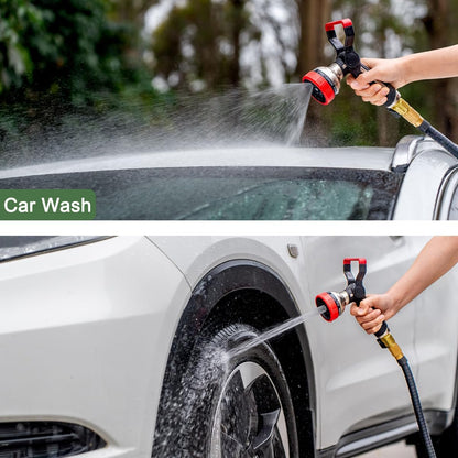 FANHAO Fireman Style Garden Hose Nozzle, Heavy Duty Metal Fire Water Nozzle with 9 Spray Patterns, High Power Hose Sprayer Nozzle with Lever Control for Garden Watering, Car & Pets Washing