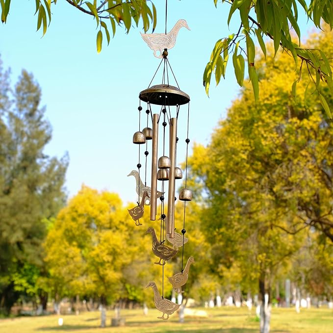 Duck Wind Chimes for Outside, Metal Windchimes Outdoors, Duck Gifts for Women/Men, Memorial/Birthday Gifts, Garden Decor for Outside, Patio or Yard, Durable Chimes for Outdoors