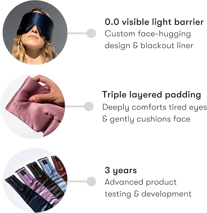 DROWSY Silk Sleep Mask - Face-Hugging, Padded Cocoon for Luxury Sleep in Total Darkness - 100% Pure Mulberry Silk (Cosmic Energy)