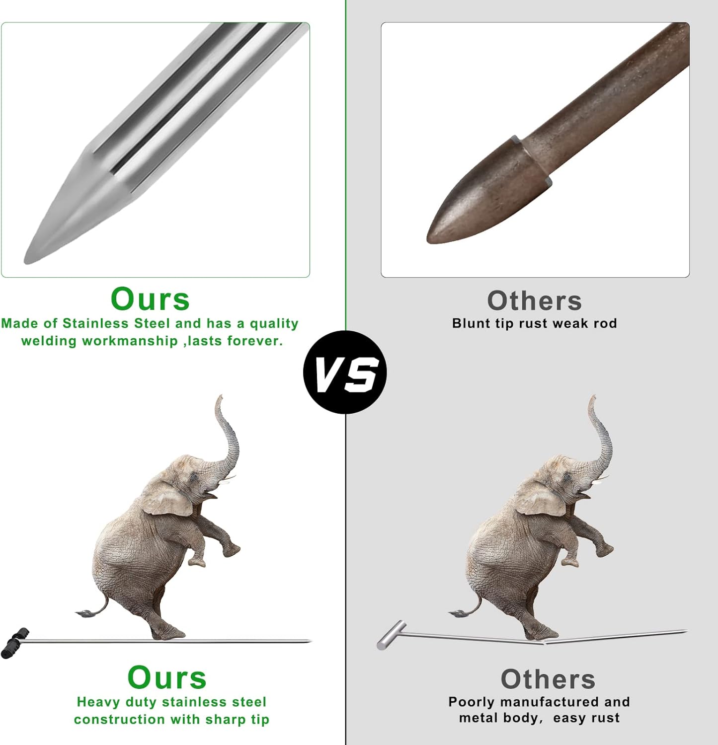 Soil Probe Rod,32"-48" Septic Tank Probe Rod,Beseetop Pipe Probe Made of Stainless Steel with Insulated T Handle Heavy Duty Perfect for Locating Septic Tank Underground Pipe Gravel Gopher Runs