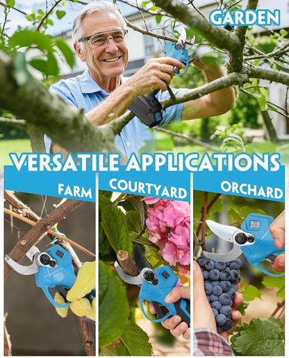 Electric Pruning Shears, 1.2" Cutting Diameter Portable Cordless Pruner with 2 * 2.0Ah Rechargeable Batteries & SK5 Blades, Garden Pruning Tool for Tree Branches, Gifts for Men Dad Him Christmas