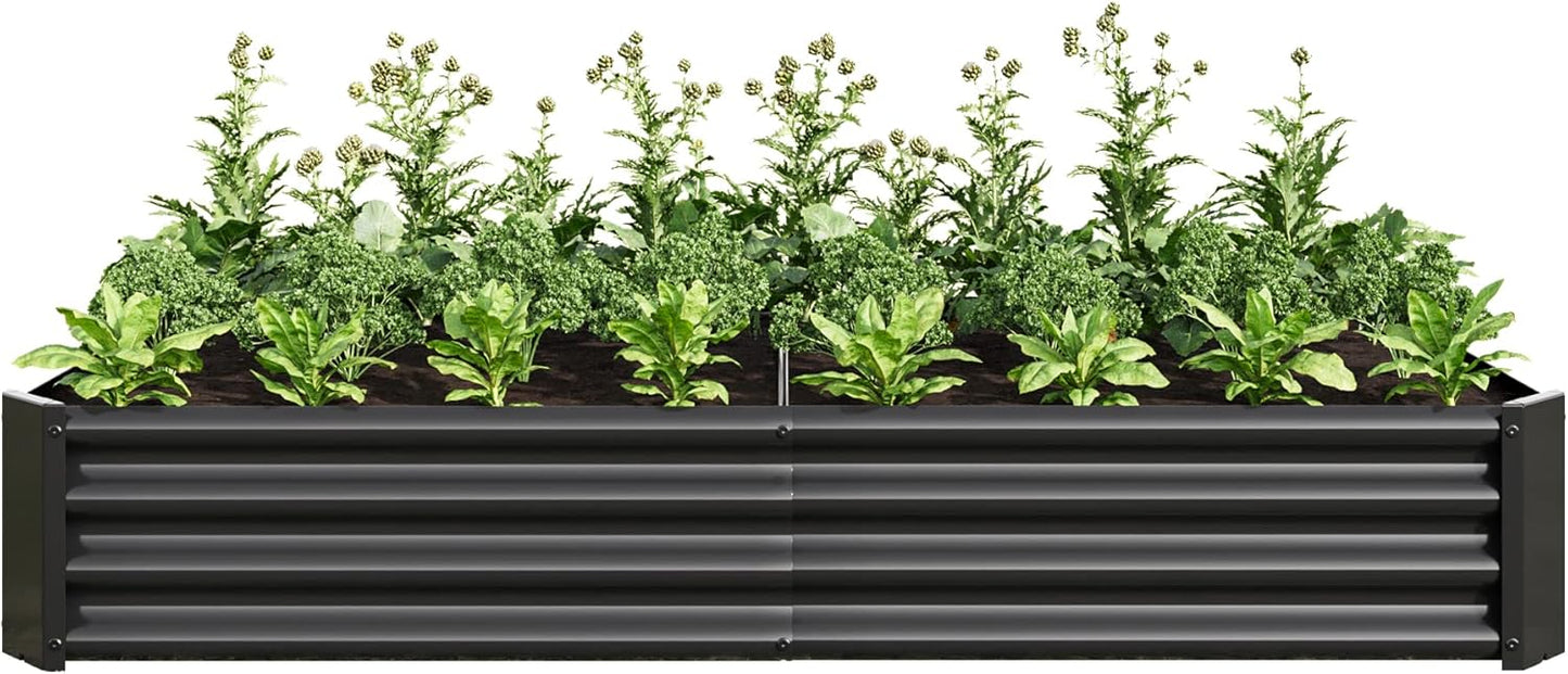 Galvanized Raised Garden Bed for Vegetables,Planter Raised Garden Boxes Outdoor,Metal Raised Garden Beds Steel Kit for Vegetables Flower Herb Patio Black Rectangle