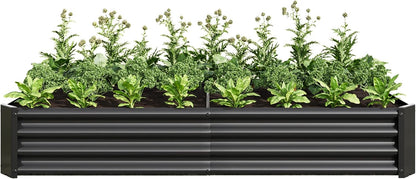 Galvanized Raised Garden Bed for Vegetables,Planter Raised Garden Boxes Outdoor,Metal Raised Garden Beds Steel Kit for Vegetables Flower Herb Patio Black Rectangle