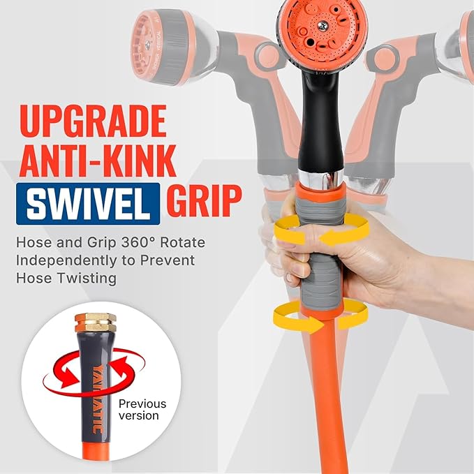 YAMATIC Heavy Duty Short Garden Hose 5/8 in x 10 ft with Swivel Fitting, Super Flexible Leader hose,All-weather, Lightweight, Burst 600 PSI
