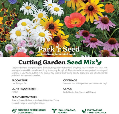 Park Seed Grow Your Own Vibrant Annual and Perennial Wildflower Garden Seeds Mixture, Easy to Grow Varieties for Pollinators and Spring Gardens - Cutting Garden Mix, 1 lb