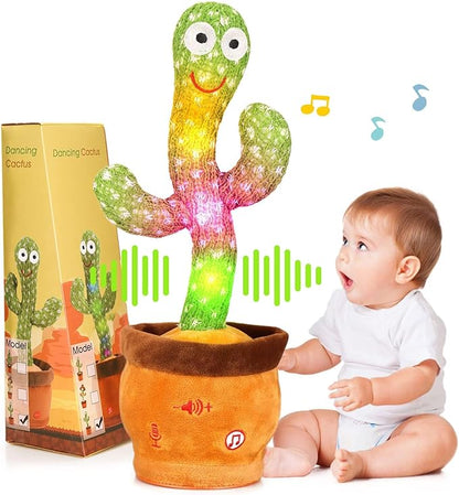 Volume Adjustable Dancing Talking Cactus, Singing Repeating Recording Mimicking Cactus Baby Toys, Interactive Learning Tummy Time Toy for Toddler Boys Girls Funny