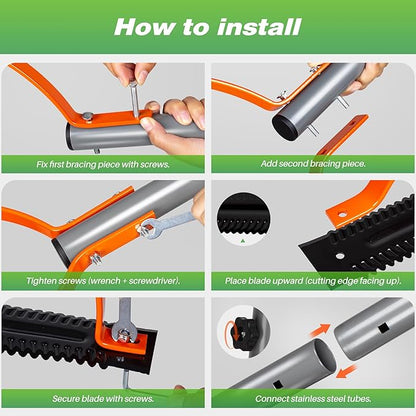 Walensee Weed Grass Cutter with Serrated Double-edged Sharp Blade Manual Grass Whip with 30 Inch Steel Handle Cut Overgrown Weeds Cutting Hand Tool Steel Sod Cutter for Garden, Yard, Field and Ditches