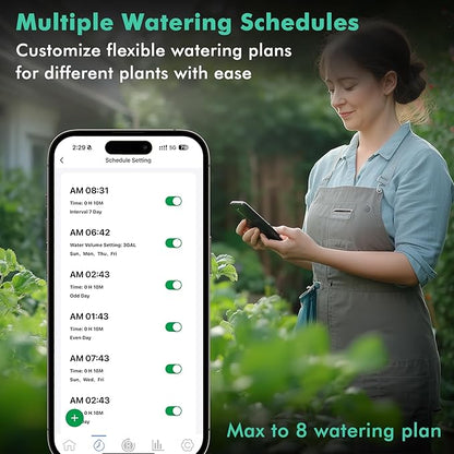RESTMO Smart Sprinkler Timer with Flow Meter, Water Timer for Garden Hose, Brass Inlet & Outlet, Automatic Lawn & Yard Irrigation Watering System, APP Control (Bluetooth Connection, Not Include Hub)