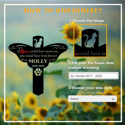 Custom Cat Grave Markers Outdoor | Personalized Pet Grave Markers| Memorial Headstone for Cat with Photo | Thoughtful Remembrance Decor for Pets Graves (Nes-gm-09)