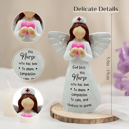 Nurse Gifts, Nurse Graduation Angle Figurine, Thoughtful Tabletop Decoration, Gifts for Women, Nurses, Female, Healthcare Workers, and Medical Graduates, Hand-Painted 5.9 Inches Resin Doll