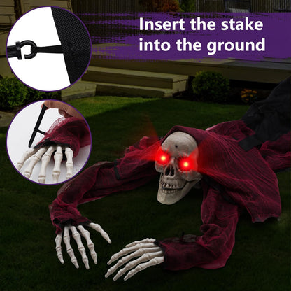 Halloween Outdoor Decor Animated Groundbreaker Zombie with Flashing Eyes and Creepy Sound for Halloween Yard,Lawn,Patio,Haunted House