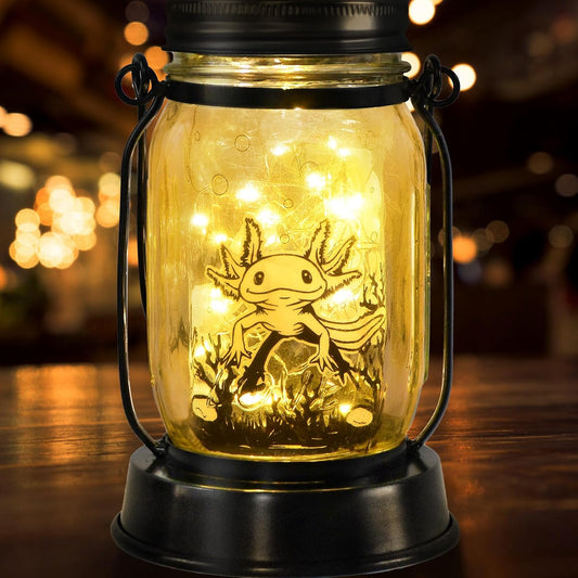 kyoryuger Axolotl Gifts for Women/Men/Kids Axolotl Solar Lanterns Mom Grandma Birthday Present Lantern Memorial Lights Solar Garden Decoration Outside for Yard, Patio,Backyard,Porch Torches