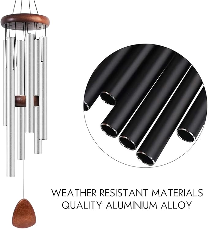 Large Aluminium Wind Chimes 37" Inches to Create a Zen Atmosphere Suitable for Outdoor, Garden, Patio Decoration, Classic Wind Chimes Suitable as A Gift for Unisex (Silver)
