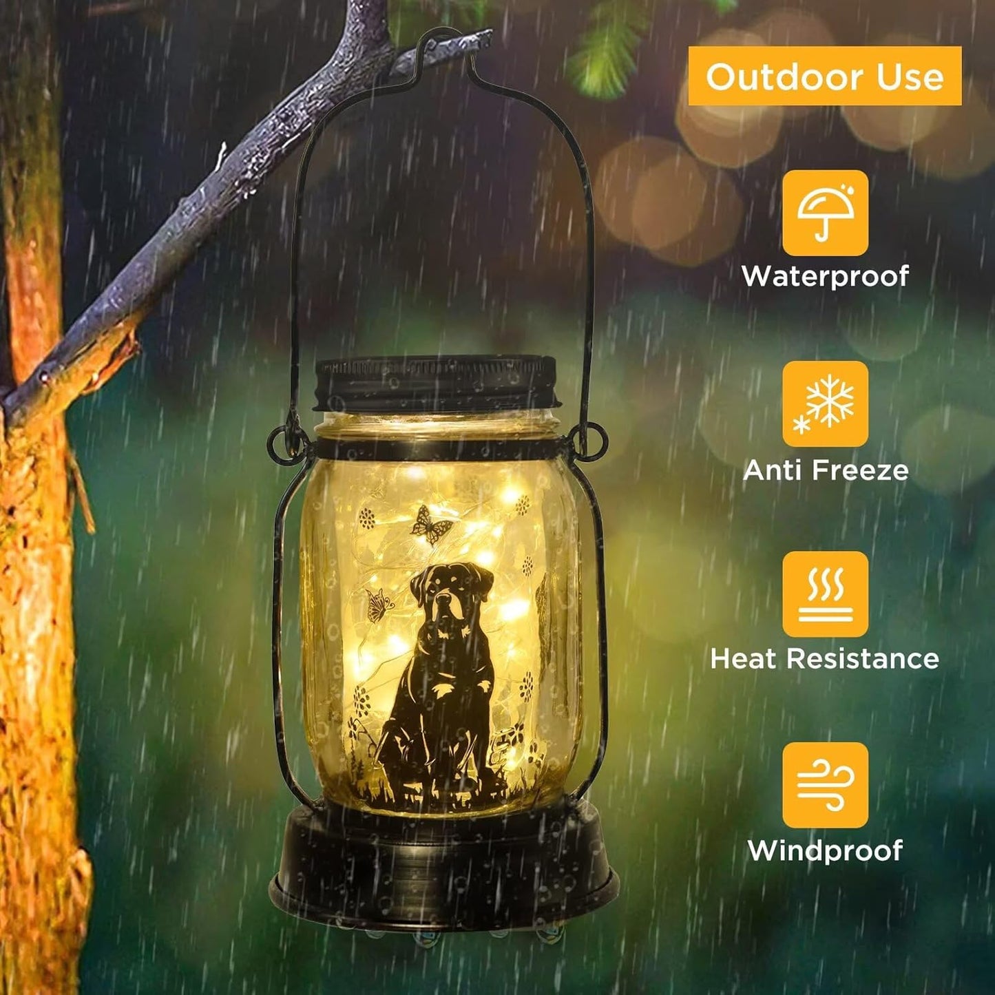 kyoryuger Rottweiler Gifts for Women/Men Rottweiler Solar Lanterns Dog Mom Birthday Dog Lovers Lantern Pet Loss Pet Memorial Lights, Solar Garden Decoration Outside for Yard, Patio,Backyard,Porch