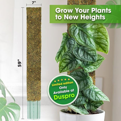 DUSPRO 59’’ Flat Mesh Moss Poles for Climbing Plants Monstera Flat Stacks for Tall Plant with Real Moss Moss Pole for Indoor Plants Plant Stick Support Tall Indoor Plants Support Stakes (1pc., 59'')