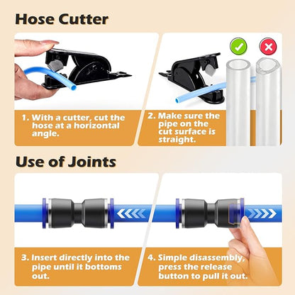 VIGRUE 59PCS Quick Connect Air Hose Fittings Kit - 1/8",1/4",3/8",1/2" Push to Connect Fittings, quick connect hose fittings Air Line Quick Connect Fitting Kit