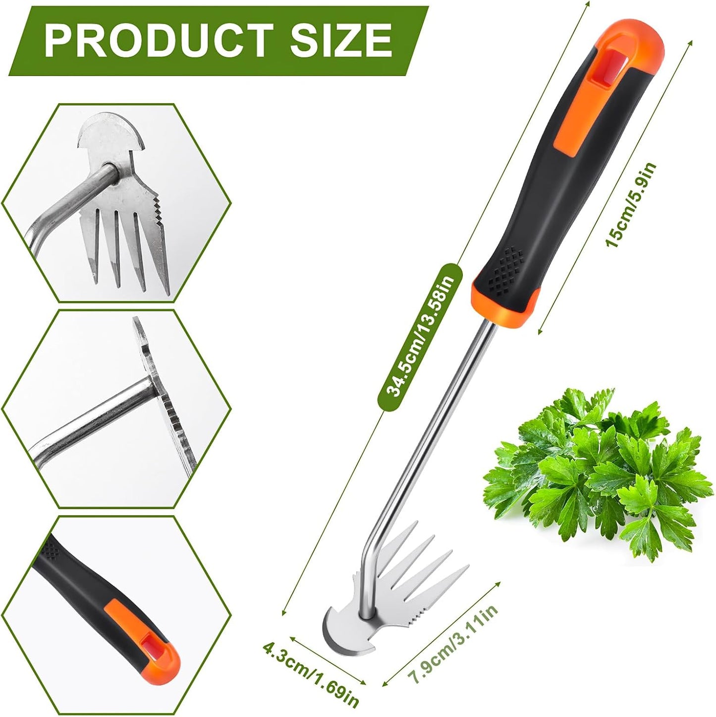 Weed Puller Tool,Portable Garden Weeder Tool,Crack Weeder Crevice, 4 Teeth Weeding Tool, L-Shaped Weeding Tool, Weeding Artifact Tool for Gardening(2 Pcs)