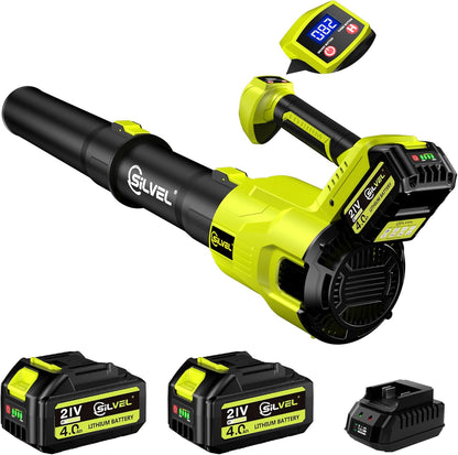 Cordless Leaf Blower, 550CFM (160MPH) Brushless Turbo Blower, 24V High Power Battery Powered Leaf Blowers with 2x4.0Ah Battery & Charger, Electric Blowers Variable Speeds for Lawn&Garden