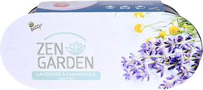 Buzzy Seeds Chamomile Lavender Seed Grow Kit, Wellness Inspired Mini Garden Windowsill Planter, Indoor Herb and Flower Starter Set, Gardening Gift for Her, Birthday Present for Gardeners