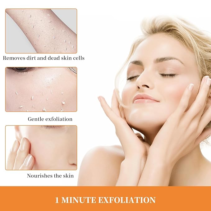Orange Exfoliating Gel with Natural Enzymes - Gentle Face & Body Scrub for Daily Use, Deep Cleansing Peel Gel for Smooth Skin, Vegan Clarifying Exfoliator for All Skin Types (1Pc, 50g)
