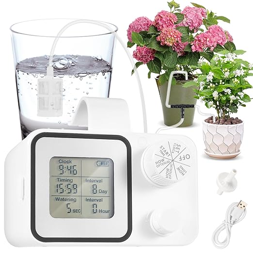 Automatic Drip Irrigation Kit,Ofloton 15 Potted Indoor Houseplants Support,Indoor Automatic Watering System for Plants,with Digital Programmable Water Timer