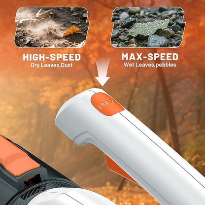 Litheli 20V Cordless Leaf Blower Battery Powered Leaf Blower, 2.0 Ah Battery Lightweight 2 Speed Mode Electric Blowers for Lawn Care, Patio, Snow, Dust, Blowing Leaves