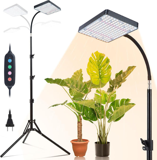 Grow Light with Stand and Timer, 25 Watt Power Home Plug Standing Tall Plant Light, Full Spectrum Grow Lights for Indoor Houseplants, Bonsai Tree, Seed Starting, 24"-64" Height Adjustable