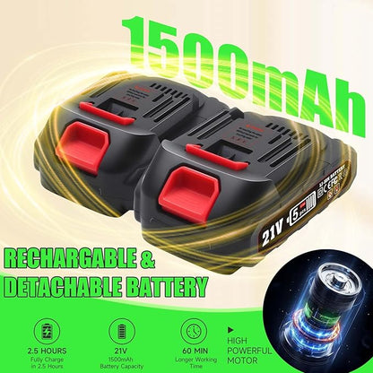 Cordless Hedge Trimmer, 2-in-1 Handheld Electric Hedge Trimmer/Grass Shears for Garden,Yard and Lawns, Shrub Trimmer with 2 PCS Rechargeable Battery&Charger (Green)