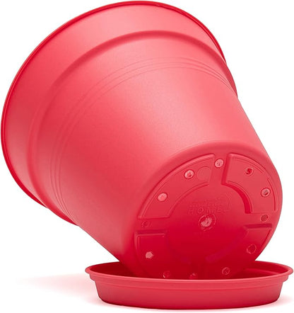 Mintra Home Garden Pots 4pk - Flowers, Herbs, Plants, Indoor, Outdoor, Colorful, Wholesale, Bulk (Coral, 17cm Diameter (6.6in))