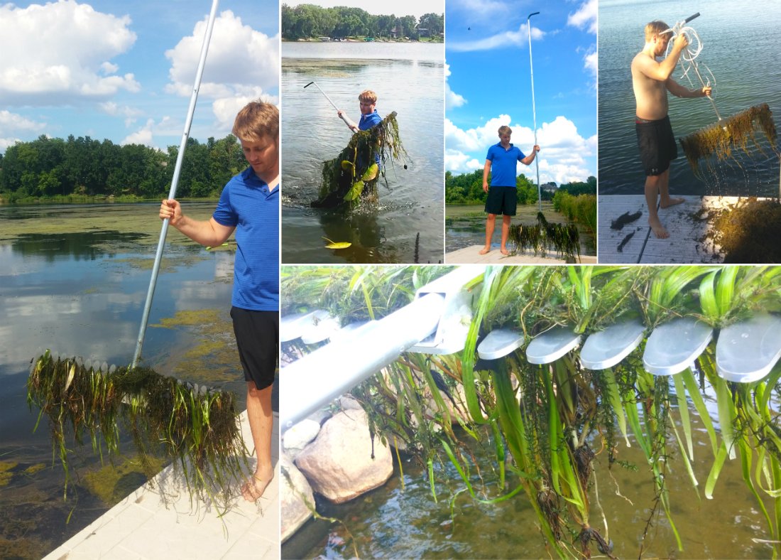 WeedRipper Aquatic Weed Puller for Lake & Pond Sea Weed (4 FT Stub Handle)