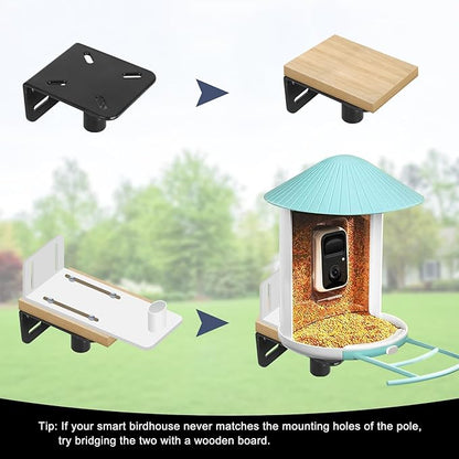 Gtongoko Smart Bird Feeder Pole Squirrel Proof 79 Inch Bluebird House Pole for Outdoors Squirrel Baffles for Feeders Weather Station Heavy Duty Metal Mounting Kit Black