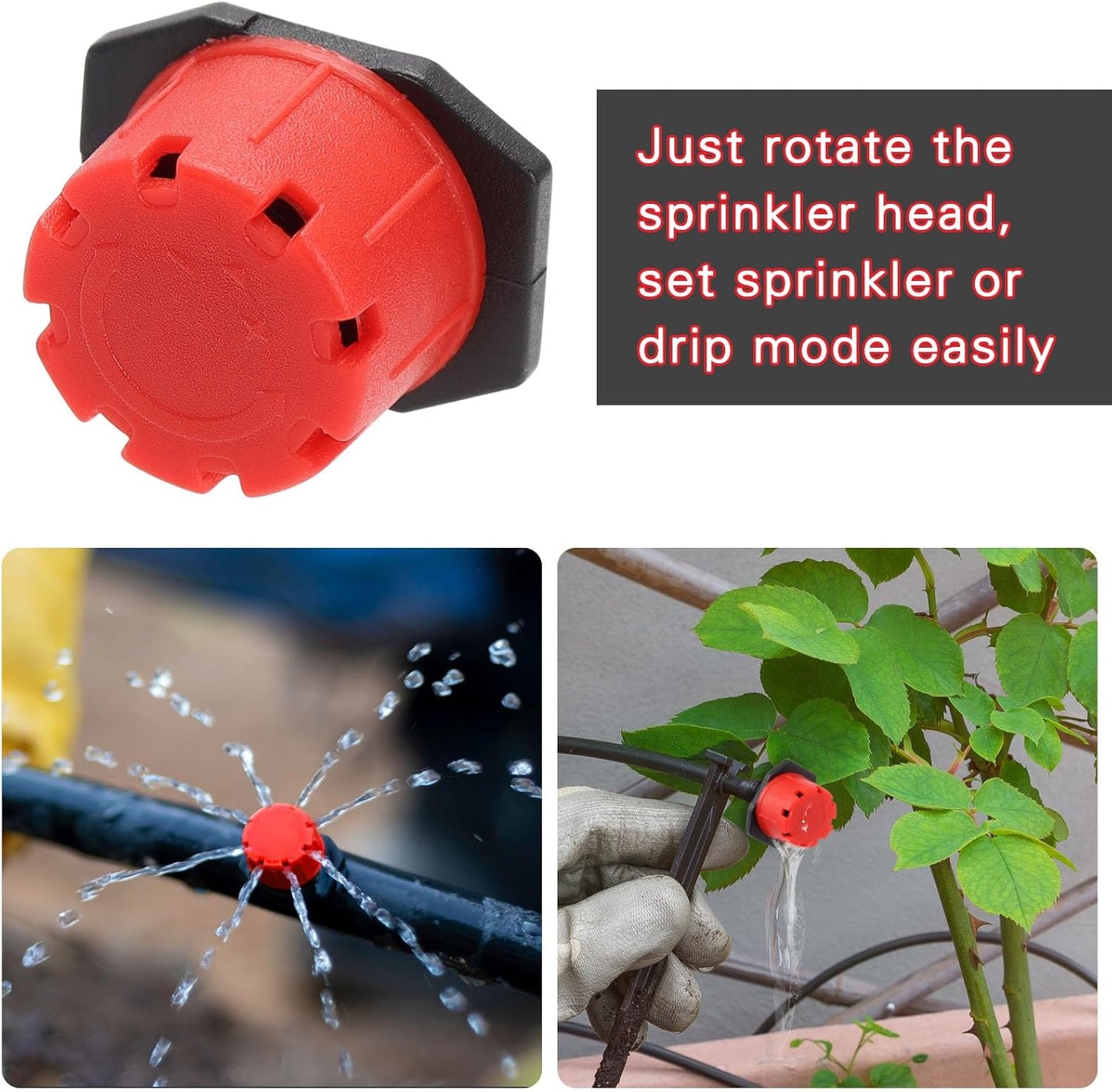 120 PCS Irrigation Drippers Sprinklers,1/4 Inch Drip Emitters, 360 Degree Adjustable Flow Dripper, 8-Hole Irrigation Nozzles for Flower Plant Watering System