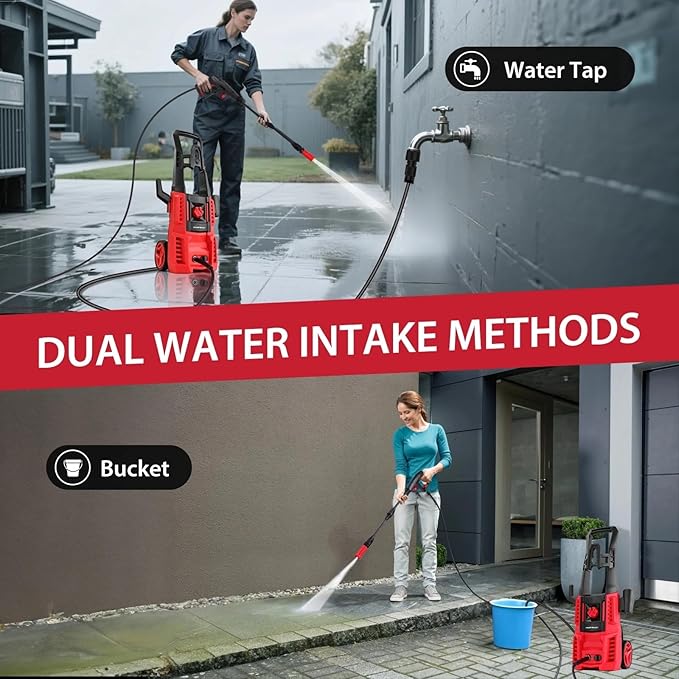 Electric Pressure Washer, 4800 PSI Max,3.0 GPM, 5" Wheels, 18M Cord/Hose Length Max, Power Washer for Patio, Car, Driveway, Fence & Home Cleaning
