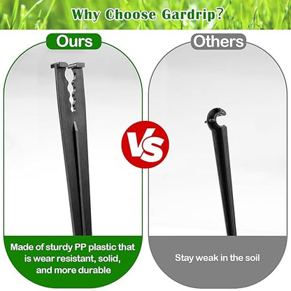 100 Pieces Drip Irrigation Support Stakes for 1/4 Inch Tubing: 1/4'' Drip Tube Holder Stakes for Irrigation Hose Emitter Support Greenhouse Garden Vegetable Flower Beds Herbs Growing