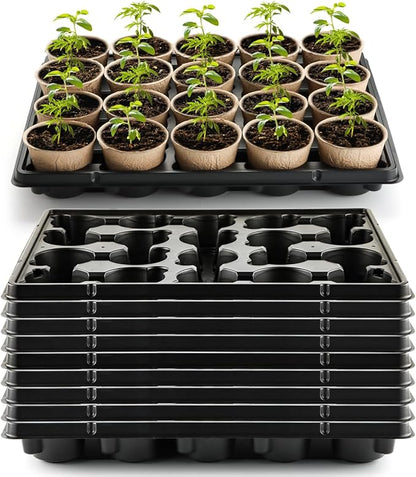 20 Cell Plant Trays for Carrying 3 inch Round Nursery Pots, Sturdy Plastic Trays Suitable for Holding 200 pcs Peat Pots (10 Packs)