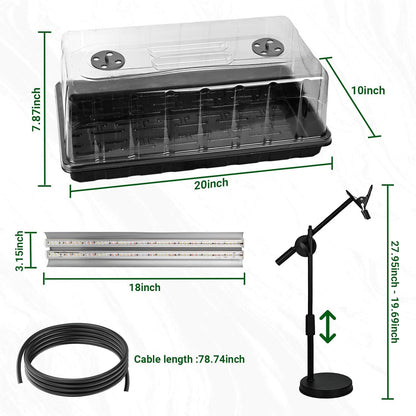 1020 Seed Starter Tray, Seed Starter Kit with Grow Lights, Seedling Trays Kit, 5.9 inch High Humidity Dome, 96 LED Grow Lights for Seedling, Indoor Seedling Starter Kit